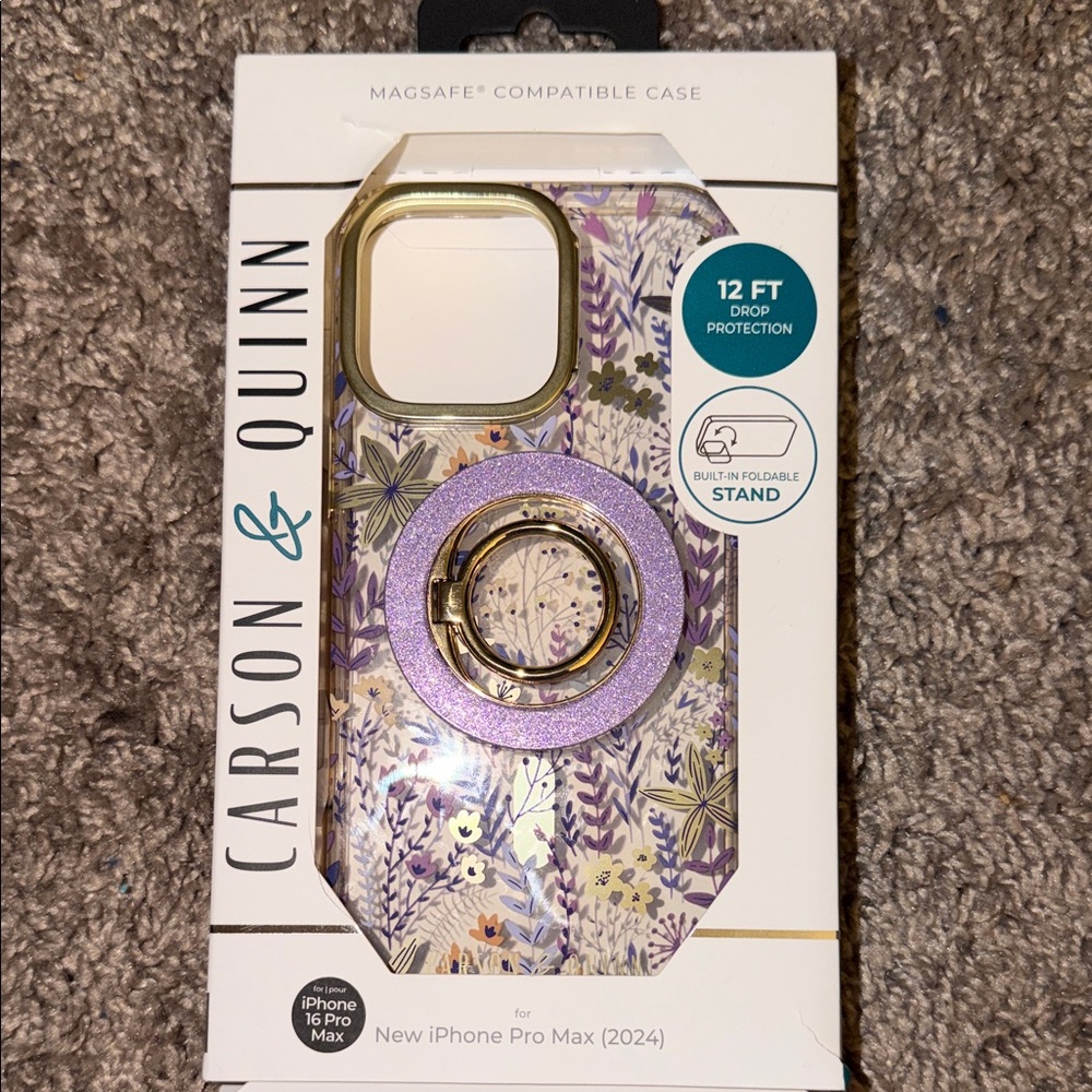 Purple Floral iPhone 16 Pro Max Case